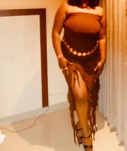 Chic Brown Strapless Ruffle Dress