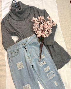 🎁Buy1 Get1 Free Gray Turtleneck Sweater A