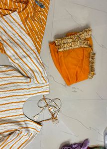 Yellow Leheriya Print Kurti Set💛