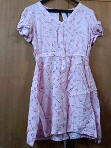 Pink Printed Casual Dress