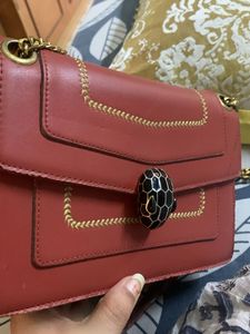 Elegant Red Snake Clasp Bag
