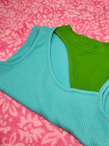 Sassafras Blue Green Colorblocked Top