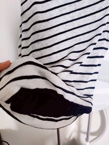 Stylish Top With White And Black Stripes