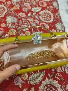 Mustard Hand Clutch With Sling