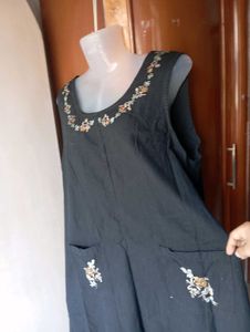 Embroidered Denim Dress