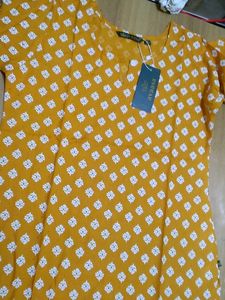 Yellow Colour Printed Kurti