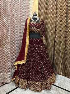 Maroon Embroidered Lehenga Choli