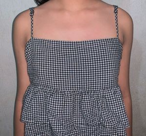 Gingham Ruffle Cami Top