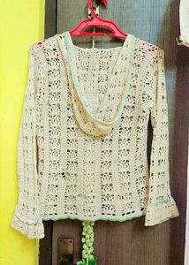 Hand Made Crochet Hoodie - Vintage Style
