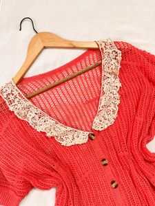 Pinterest Cottagecore Orange Crochet Top B