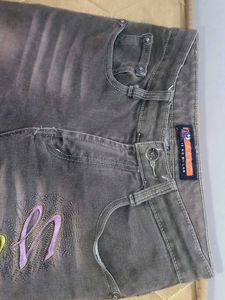 Distressed Black Wash Flare Jeans