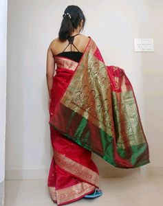 Flaunt Red Maroon golden Banarasi Saree