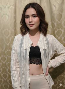 lace bralette with cardigan