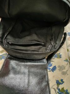 Black Quilted Leather Imported Backpack