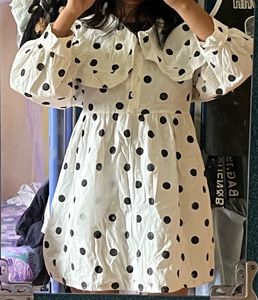 Korean Style Short Polka Dot Dress