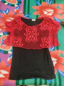 Sleeveless Top With Net Crop  Shrug