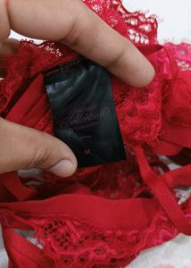 Red Lace Thong Panty size M