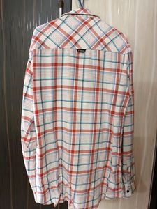 White Full Shirt With Red And Blue Checks Size 42
