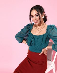 Teal Puff Sleeve Top