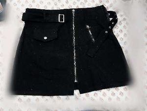 Black Mini Skirt with Zipper Detail