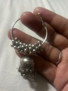 Silver Beaded Hoop Earrings✨