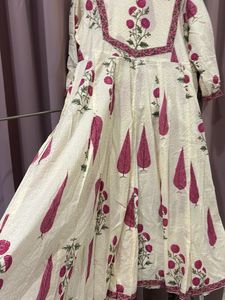 Cream Floral Print Kurta
