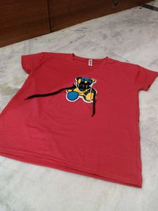 Red Graphic Bear Tee