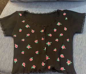 Floral Black Crop Top