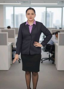 Purple Shirt with Blazer &amp; Skirt Combo.