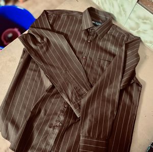 UNISEX Striped Brown Shirt