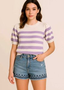 Embroider Denim Shorts