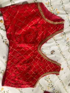 Red &amp; Gold Velvet Diamond Blouse