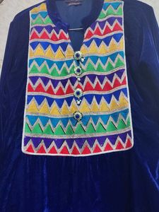 Elegant blue velvet kurta