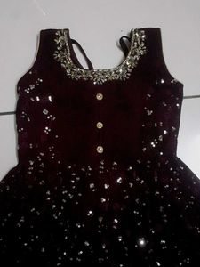 Kids Purple Georgette Sequin Work Churidar