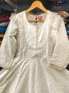 Elegant White Embroidered Anarkali Kurta Set