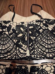 Black Co-ord set lace cutout 28&#34; Petite