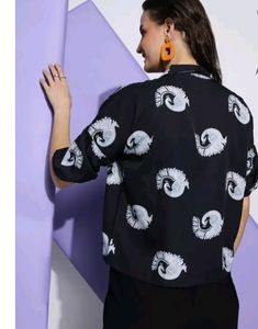 Women  Printed Casual Black Shirt