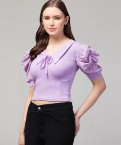 Purple Puff Sleeve Top