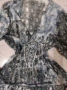 Ethereal Bell Sleeve Sheer Wrap around Top
