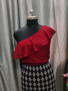 Red One Shoulder Top