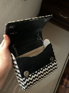 Houndstooth Party Clutch with Sling Chain