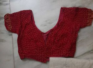 Embroidered Kota  Saree With Blouse