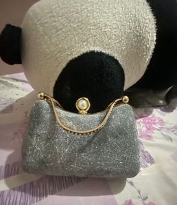 Beautiful Silver Shimmery Clutch Bag