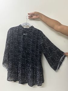 Vero Moda Pleated Top - Navy &amp; White Floral