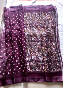 New Premium Quality Linen Saree With Blouse Piece