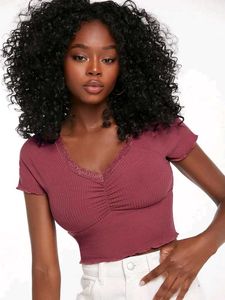Shein Ribbed Lace Crop Top