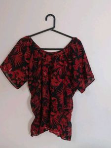 Red &amp; Black Floral Blouse