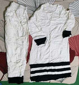 White & Black Kurta Set