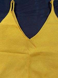 Sleeveless Crop Top In Mustard Color