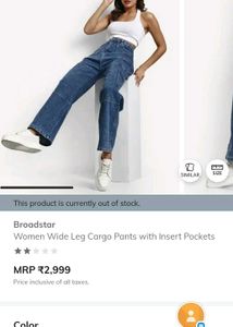Women&#39;s New Wide Leg Cargo Denims